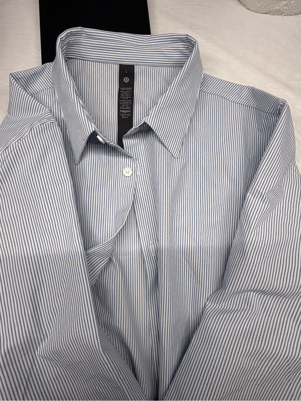 lululemon athletica Light Blue and White Pinstripe Dress Shirt